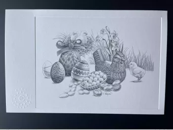 Billet touristique Souvenir Epreuve d'artiste "Pâques / poule"