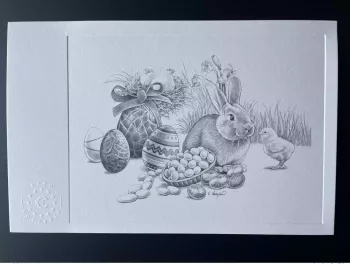 Billet touristique Souvenir Epreuve d'artiste "Pâques / lapin"
