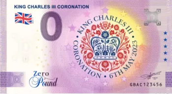 Billet touristique Souvenir 2023 £0 Angleterre King Charles III Coronation