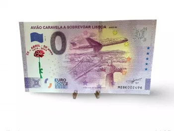 Billet Souvenir 2021 Portugal Avião Caravela "25 de Abril 50 Anos" Gold