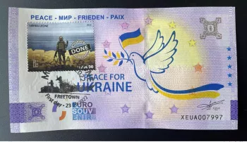 Billet  Souvenir 2022 Allemagne Peace timbré tamponné Boris Groh Warship DONE