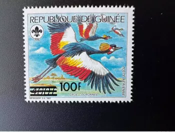 Guinea 1991 Mi. 1335 Aufdruck Kronenkranich Vogel Pfadfinder Scout MNH