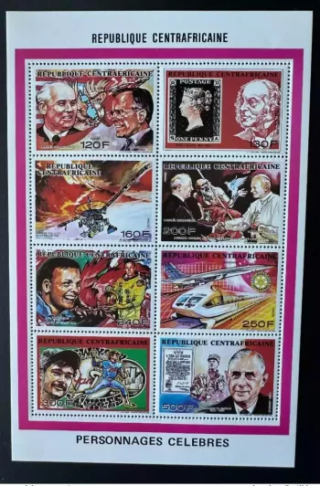 Zentralafrika 1990 Mi. 1440-1447 Klb Papst Johannes Paul II Concorde Zug