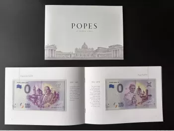 Billet touristique Souvenir Livret "Popes of Modern Times" avec 8 billets