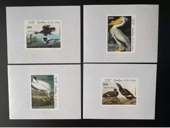 Ivory Coast 1985 Mi. 853 - 856 blocks luxury IMPERF J.J. Audubon Oiseaux Birds