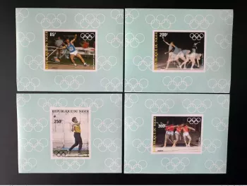 Niger 1983 Mi. 846 - 850 blocs luxe ND Jeux Olympiques Los Angeles Olympia 1984