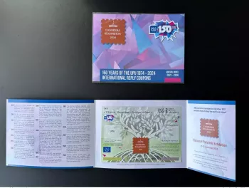 Specimen folder Canberra Stamp Show 2024 UPU Abidjan 150 years old IRC coupon