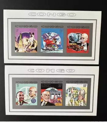 Kongo 1992 Mi. 1307-1312 Klb. ND Gandhi Johannes Paul II Schiff Zeppelin Vogel