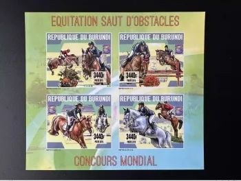 Burundi 2015 / 2016 Mi. 3598 - 3601 ND Equitation Saut obstacles Horse Cheval