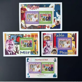 Tchad 2013 Mi. 2672 - 2674 Bl. 541 - 542 Art Pablo Picasso Juan Miro Chat Cat
