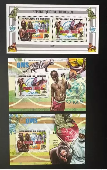 Burundi 2014 Mi. 3468 - 3469 Bl. 476 - 478 OMS WHO Ebola Chauve-souris Gorille