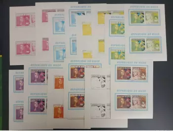 Niger 1996 Mi. 1191 - 1192 UNCUT essais couleur Madonna Janis Joplin Chanteur