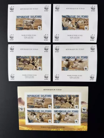 Tchad 2012 Mi. 2575 - 2578 Bl. 461 - 464 ND IMPERF WWF Faune Fauna Addax Panda