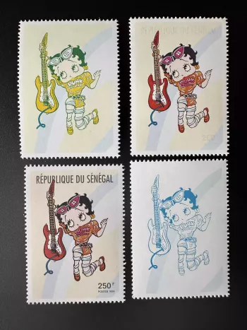 Sénégal 1999 Mi. 1842 essais couleur 250 F Betty Boop Musique Guitare
