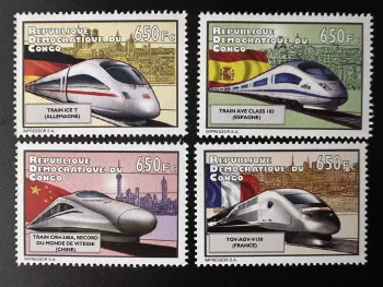 Congo Kinshasa 2012 Mi. 2092 - 2095 Trains Grande Vitesse TGV High Speed Train