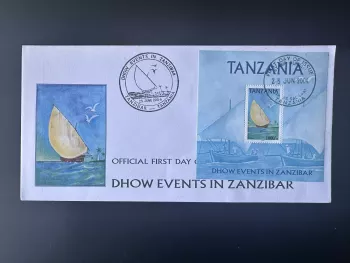 Tanzania 2004 Mi. Bl. 558 FDC 1er jour Dhow Events Zanzibar bateau Boot oiseau