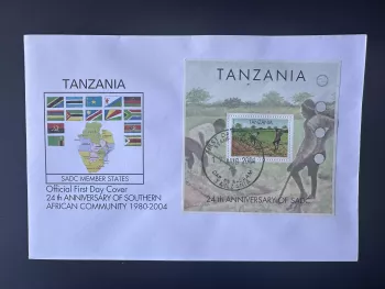 Tanzania 2004 Mi. Bl. 567 FDC 1er jour 24th Anniversay of SADC Drapeau Flag