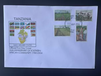 Tanzania 2004 Mi. 4199 - 4202 FDC 1er jour 24th Anniversay of SADC Drapeau Flag