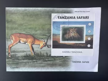 Tanzania 2007 Mi. Bl. 602 FDC 1st day Safari Lion Löwe fauna Gazelle