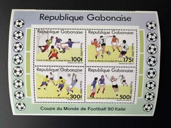 Gabon 1990 M/S Bl. Mi. A65 variété FIFA Coupe du Monde Italia Italie Football