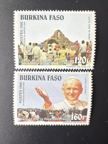 Burkina Faso 1990 Mi. 1222 - 1223 Pape Jean Paul II Pope Papst John Johannes