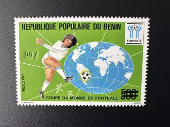 Bénin 1985 Mi. 387 Coupe du Monde Football Argentine FIFA World Cup surchargé