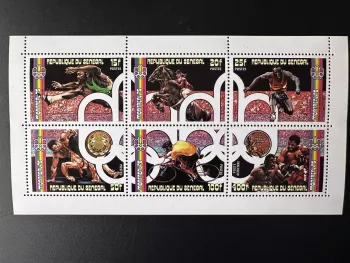 Sénégal 1976 Mi. 597 - 603 Feuillet Cycling Boxe Jeux Olympiques Montreal