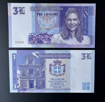 2024 Matej Gabris 3 Luigini Principato di Seborga 00000 Principessa Nina ESSAY