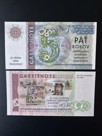 2024 Matej Gabris 2019 5 Jahre Dakujeme Danke UNC SPECIMEN ESSAY