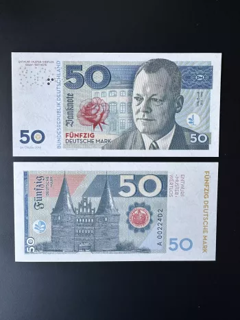 2018 Matej Gabris 50 Deutsche Mark Willy Brandt UNC SPECIMEN ESSAY Tirage limité