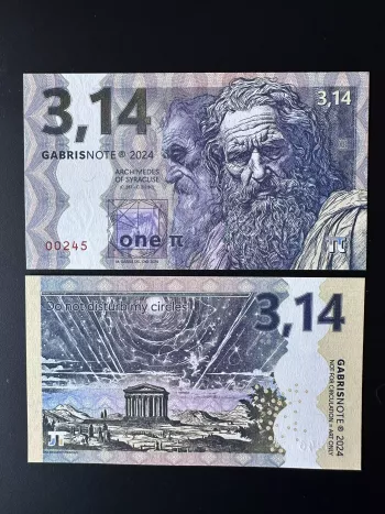 2024 Matej Gabris 3,14 Gabrisnote Archimedes Syracuse Archimède Pi SPECIMEN