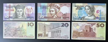 2023 Matej Gabris 10/20/50 Kralovne Polska Krolowa UNC SPECIMEN ESSAY