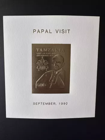 Tanzania 1990 Mi. Bl. ? S/S Gold Pape Jean Paul II Papst Pope John Papal visit