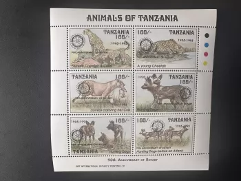 Tanzania 1996 Mi. 2578 - 2583 overloaded Rotary Club 1995 wildlife Lion Cheetah