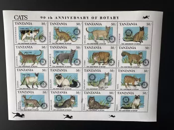 Tanzania 1996 Mi. 2562 - 2577 surchargé Rotary Club 1995 faune chat Katze cat