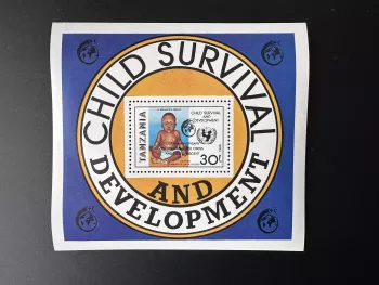 Tanzania 1988 Mi. Bl. 74 surchargé UNICEF Children Red Cross Croix Rouge Red