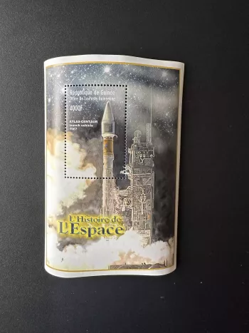 Guinée 2000 Sc. 1862 bloc Histoire de l'Espace Space fusée rocket Atlas centaur