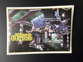 Guinée 2000 Sc. 1863 bloc Histoire de l'Espace Space International Space Station