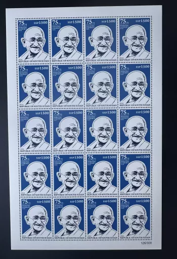 Sud-Soudan 2024 Mi. 32 Mohandas Mahatma Gandhi Inde death 1500 SSP planche