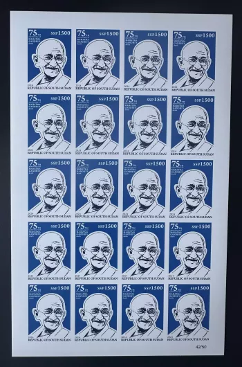 Sud-Soudan 2024 Mi. 32 ND Mohandas Mahatma Gandhi Inde death 1500 SSP planche