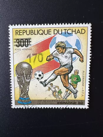 Tchad 1987 / 1988 Mi. 1148 oblitéré surchargé FIFA Football Espagne Coupe Monde