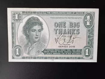 2018 Matej Gabris One Big Thanks Bank of Success UNC SPECIMEN ESSAY limitiert