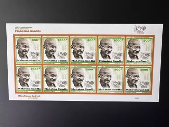 Mali 2020 Mi. ? M/S ND IMPERF Mohandas Mahatma Gandhi 150 ans célébration Inde