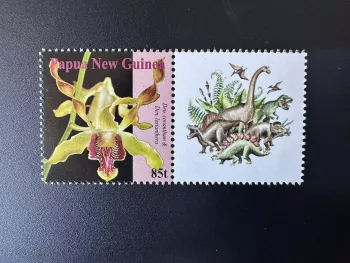 Papua New Guinea PNG 2007 Mi. 1244 Personalized Dinosaures (3) Orchids stamp