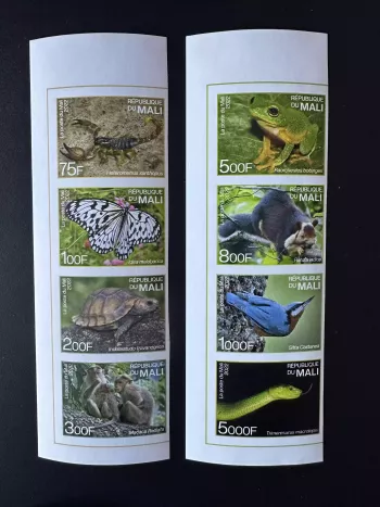 Mali 2022 Mi ? ND Endemische Fauna Indien Schildkröte Vogel Schlange