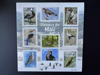 Mali 2022 Mi. Bl. ? Vögel Strauß Ente Greifvogel Adler Eule