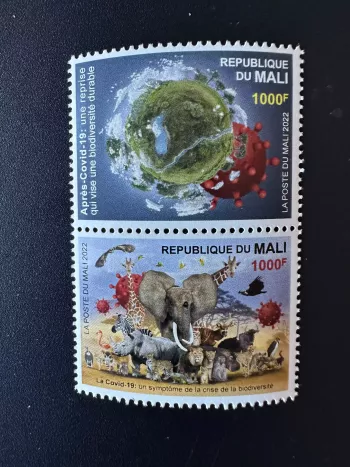Mali 2022 Mi. ? Faune COVID-19 biodiversité oiseau éléphant singe girafe lion