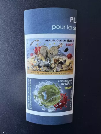 Mali 2022 Mi. ? ND Faune COVID-19 biodiversité oiseau éléphant singe girafe lion