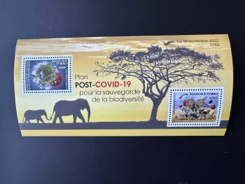 Mali 2022 Mi. Bl. ? Faune COVID-19 biodiversité oiseau éléphant singe lion zèbre