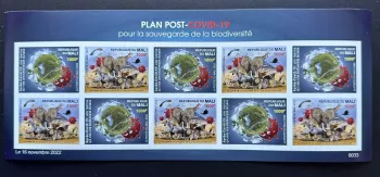 Mali 2022 Mi. Bl. ? ND Faune COVID-19 biodiversité oiseau singe girafe zèbre